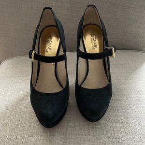 Michael Kors Black Suede Mary Jane Heels